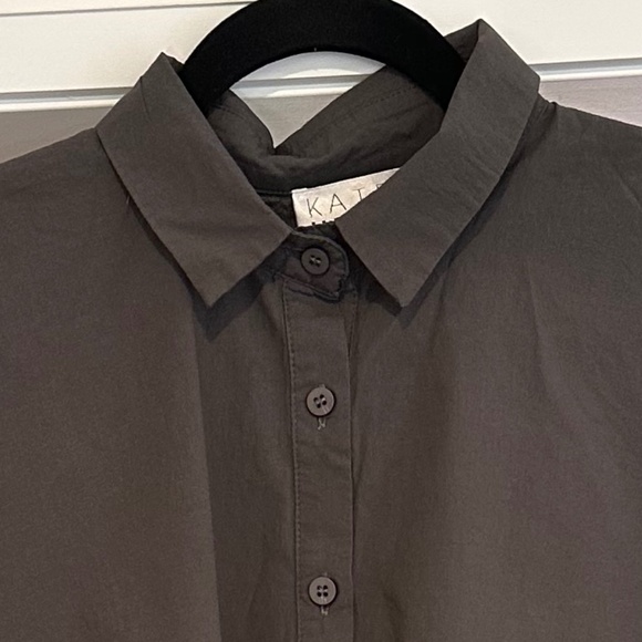 Women's Short Sleeve Blouse - Dark Gray - Picture 2 of 7